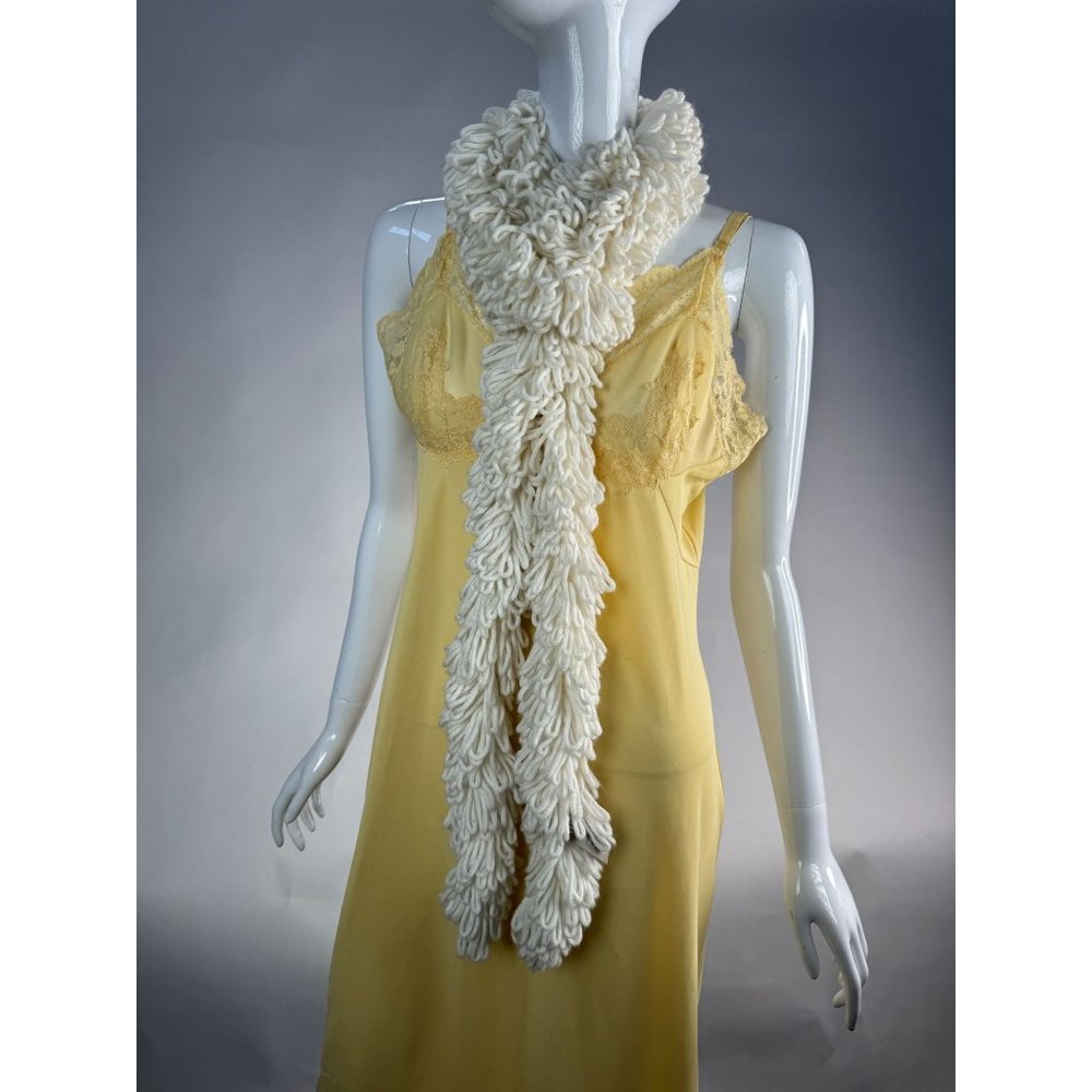 Echo Loopy Scarf 92 inches x 3 inches Cream Acrylic woven loops
